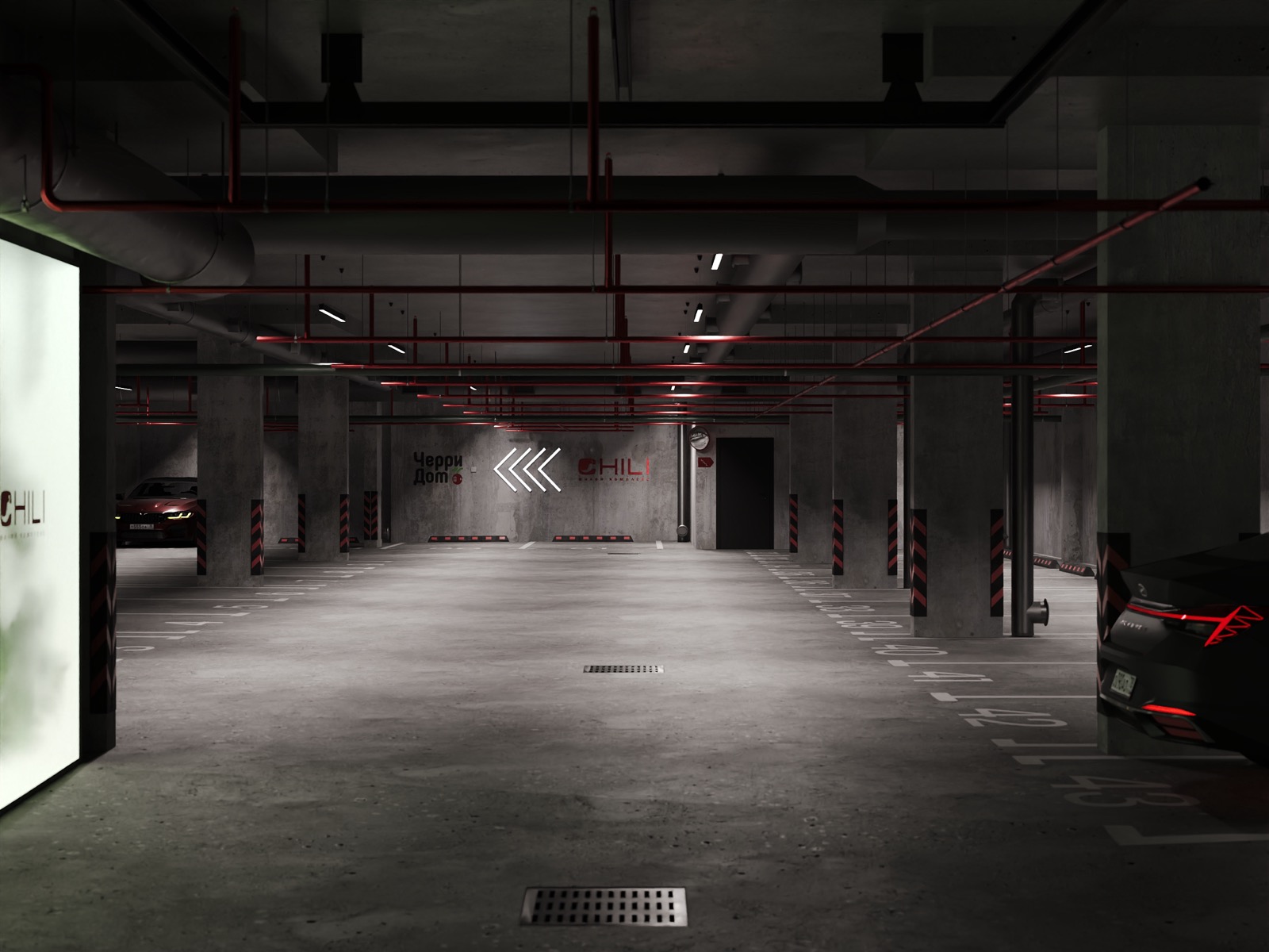 Подземный паркинг ЖК CHILI - общий вид