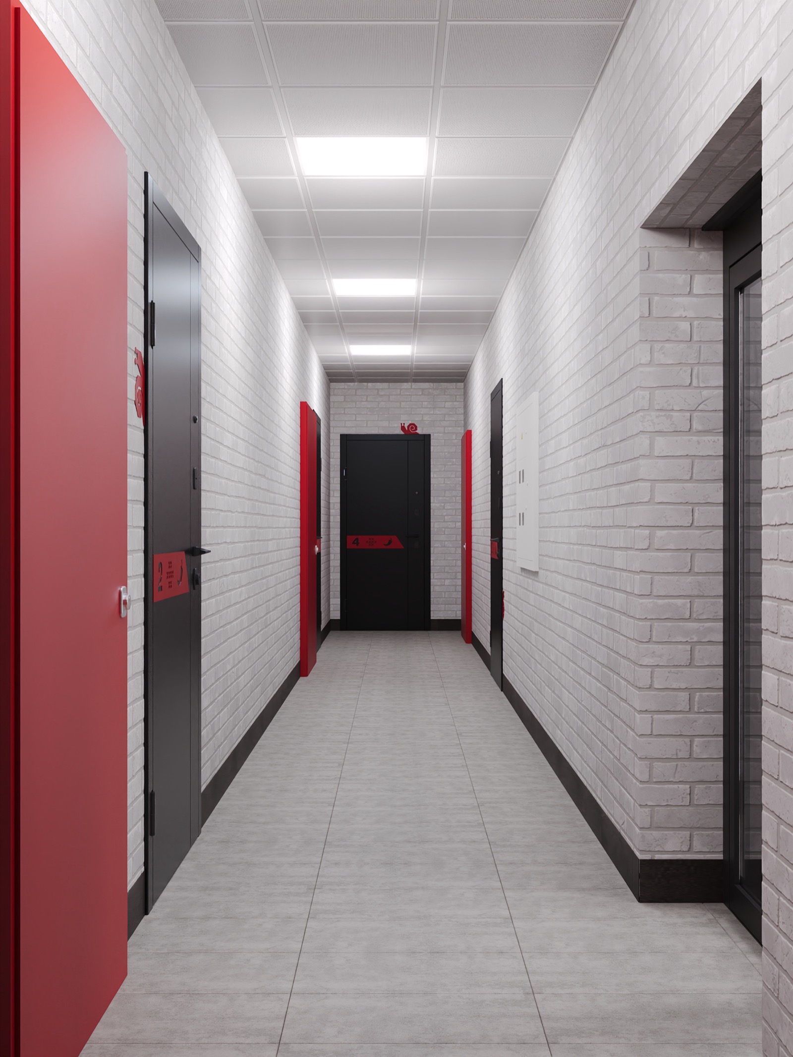 Лобби подъезда 1 - вечернее освещение